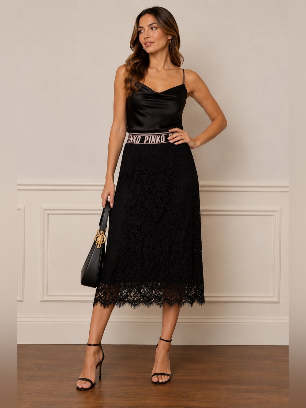 Pinko lace midi skirt
